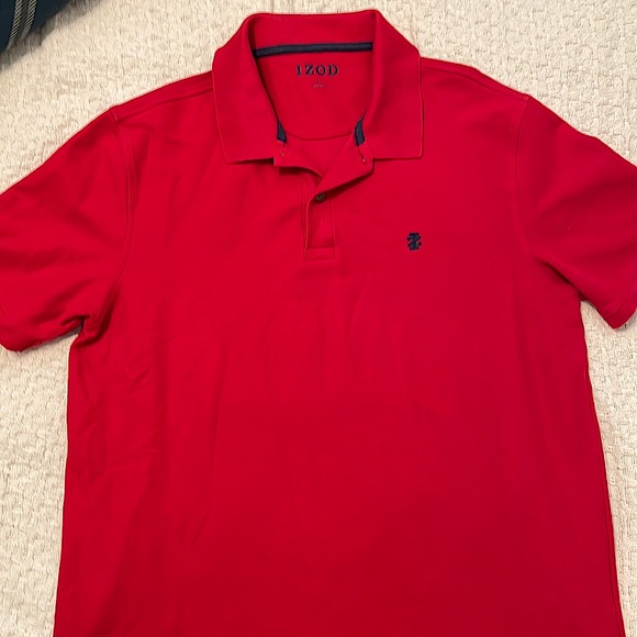 Mens Izod Brand Deep Red Short Sleeve Polo Shirt Size L - Picture 1 of 5
